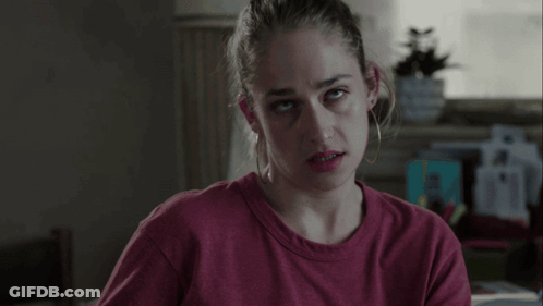 Woman In Red Shirt Mouth Wide Open GIF
