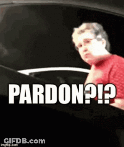 Woman In Red Shirt Next To Car Pardon ? ! ? GIF