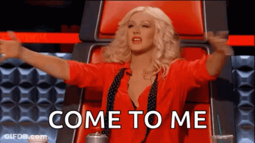 Woman In Red Shirt Saying Come To Me GIF