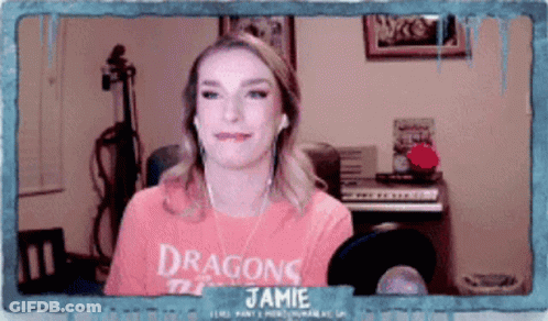 Woman In Red Shirt Saying Dragons GIF