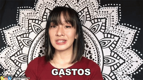 Woman In Red Shirt Saying Gastos GIF