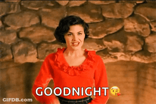 Woman In Red Shirt Saying Goodnight GIF