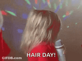 Woman In Red Shirt Saying Hair Day GIF