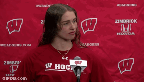 Woman In Red Shirt Saying Hog GIF