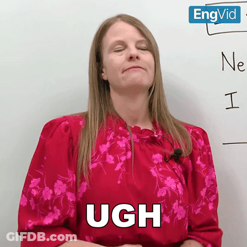 Woman In Red Shirt Saying Ugh In Front Of Whiteboard GIF