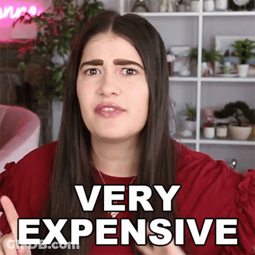 Woman In Red Shirt Saying Very Expensive GIF