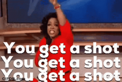 Woman In Red Shirt Saying You Get A Shot GIF