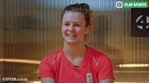 Woman In Red Shirt Says Echt GIF