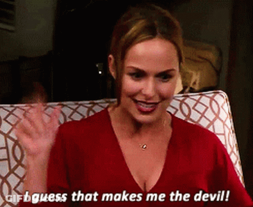 Woman In Red Shirt Says I Guess That Makes Me The Devil GIF