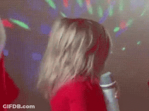 Woman In Red Shirt Singing GIF