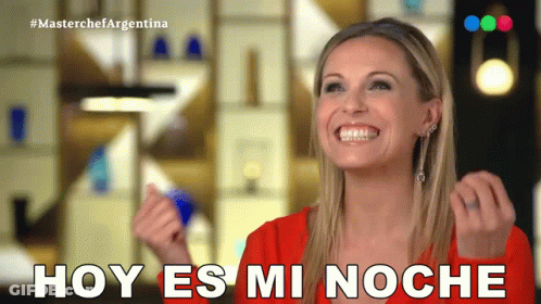 Woman In Red Shirt Smiling Hoy Es Mi Noche GIF