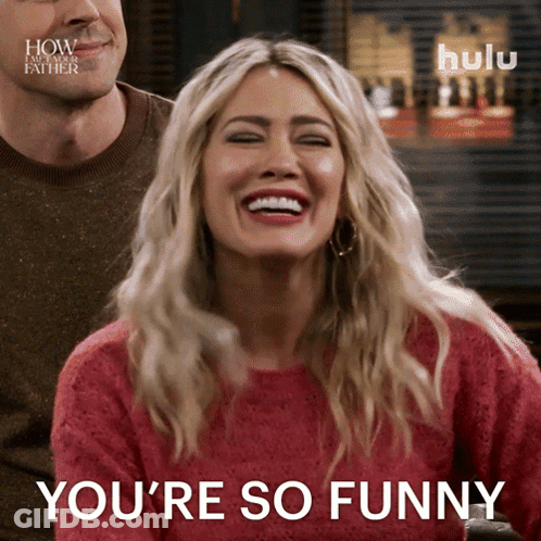 Woman In Red Sweater Laughing You're So Funny GIF