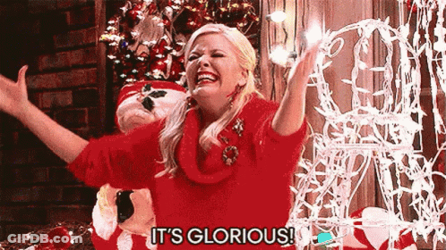 Woman In Red Sweater Saying Glorious GIF
