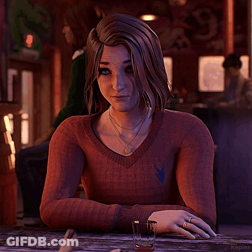 Woman In Red Sweater With Glass Of Alcohol GIF