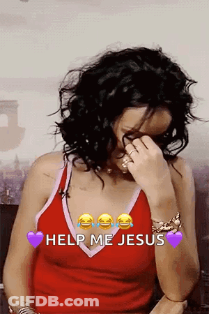 Woman In Red Tank Top Covering Face Help Me Jesus GIF