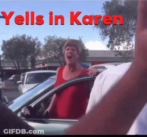 Woman In Red Tank Top Yells Karen Driving GIF