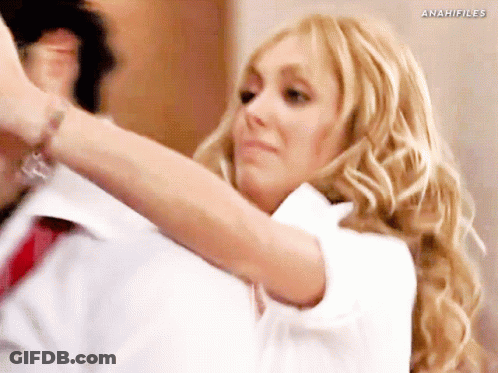 Woman In Red Tie Dancing With Man GIF