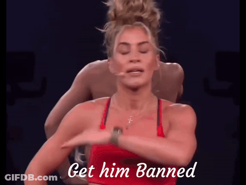 Woman In Red Top Dancing Get Him Banned GIF