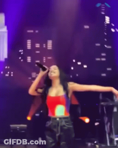 Woman In Red Top Dancing On Stage GIF