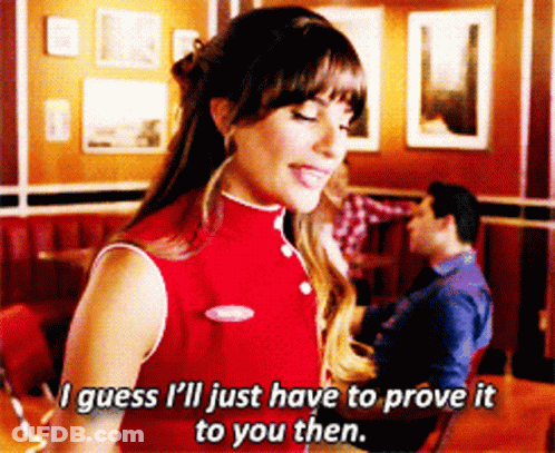 Woman In Red Top Says I Guess I'll Just Have To Prove It To You Then GIF