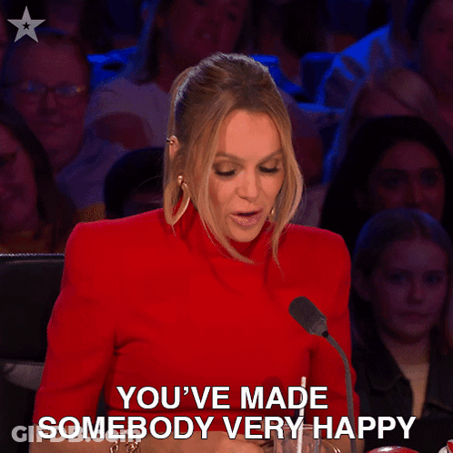 Woman In Red Top Says You've Made Somebody Very Happy GIF