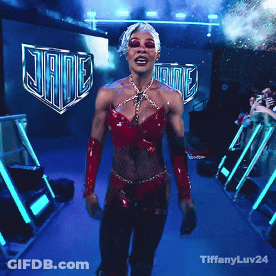 Woman In Red Top Walking Past Jade Sign GIF