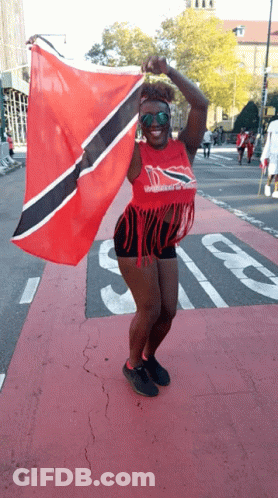 Woman In Red Trinidad Shirt GIF