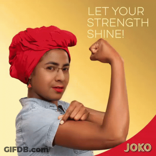 Woman In Red Turban Flexing Arm Let Your Strength Shine Joko GIF