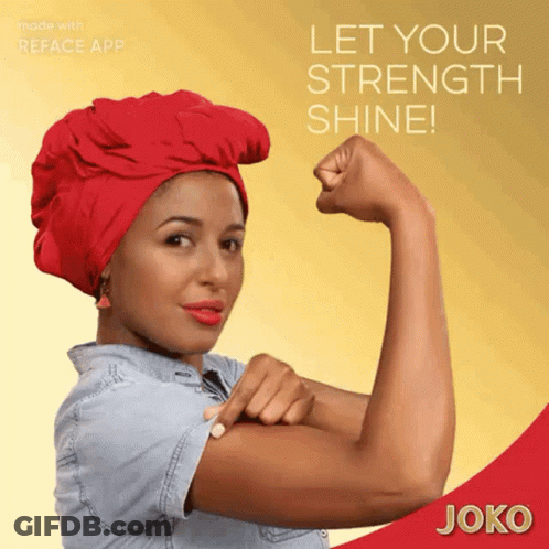 Woman In Red Turban Flexing Muscles Let Your Strength Shine GIF