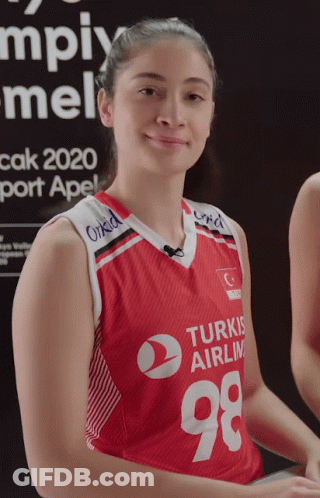 Woman In Red Turkis Airlines Jersey GIF