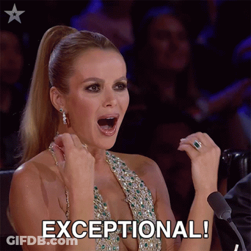Woman In Revealing Dress Saying Exceptional GIF