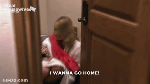 Woman In Robe Saying I Wanna Go Home GIF
