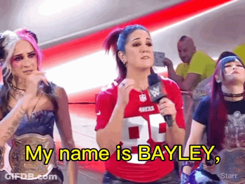Woman In San Francisco 49Ers Jersey Saying My Name Is Bayley GIF