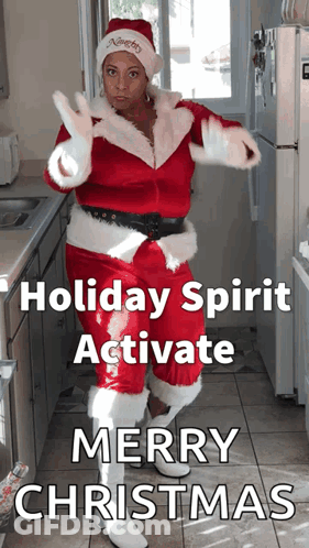 Woman In Santa Costume Dancing GIF