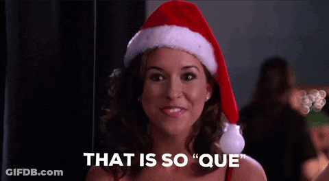 Woman In Santa Hat Saying Que GIF