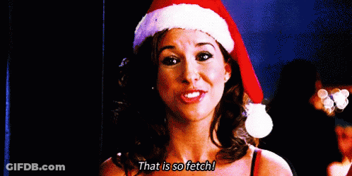 Woman In Santa Hat Saying That Is So Fetch GIF