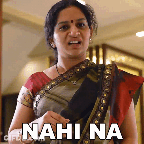 Woman In Saree Making Funny Face Saying Nahi Na GIF