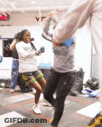 Woman In Saylin Shirt Dancing In Gym GIF