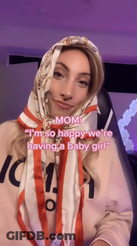 Woman In Scarf Mom I'm So Happy We're Having A Baby Girl GIF