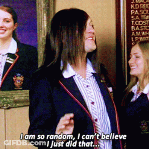 Woman In School Uniform Saying I Am So Random GIF