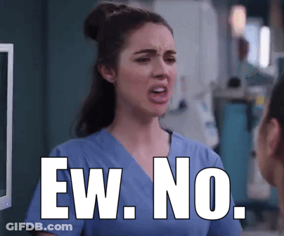 Woman In Scrubs Saying Ew No In Front Of Monitor GIF