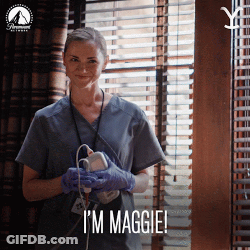 Woman In Scrubs Saying Im Maggie GIF