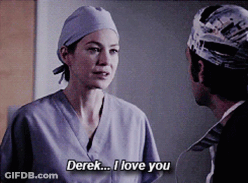 Woman In Scrubs Says Derek I Love You To Man GIF
