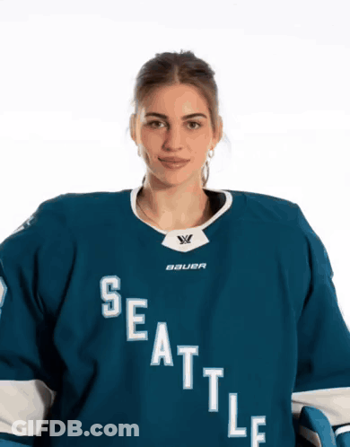 Woman In Seattle Hockey Jersey GIF