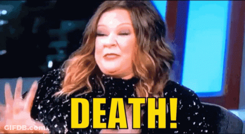 Woman In Sequined Dress Says Death GIF