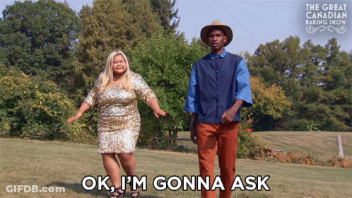 Woman In Sequined Dress Says Ok I'm Gonna Ask Next To Man GIF