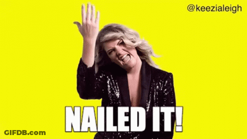 Woman In Sequined Jacket Making Funny Face Saying Nailed It GIF