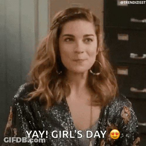 Woman In Sequined Jacket Saying Yay Girl's Day GIF
