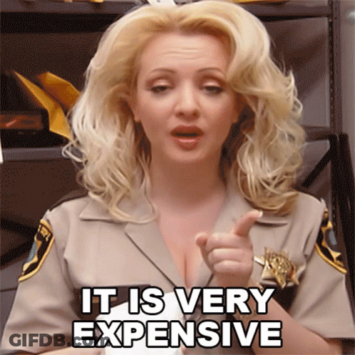 Woman In Sheriff Uniform Says It's Very Expensive Pointing GIF