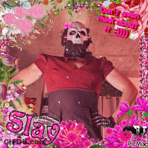 Woman In Skeleton Mask Saying Slay GIF